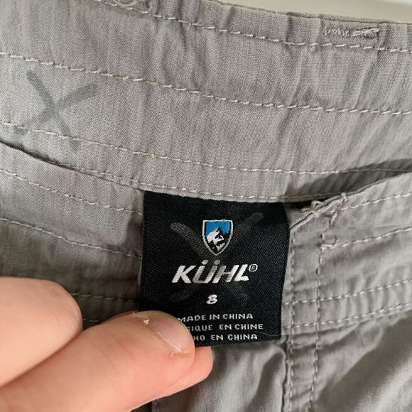 Kuhl Hiking Capri Women's 8 Grey Cargo Drawstring Nylon Blend Snap Zip - Picture 6 of 12